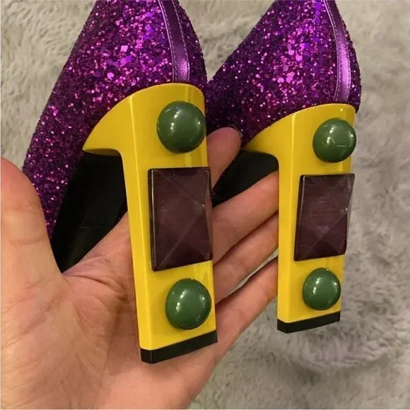 Bally Purple Glitter Women's Heels, US8 - Picture 3 of 11